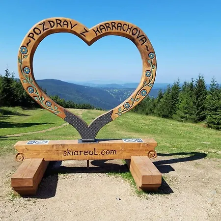 Enjoyharrachov - Atraktivni Klidny Klimatizovany Apartman 20 V Centru Harrachova S Parkovanim, Wifi-Wlan, Sat, Herni Konzoli, Ipad, Netflix Zdarma, Moznosti Dobijeni Auta, Vyhledem Do Zahrady A Na Romanticky Kostelik Exterior photo
